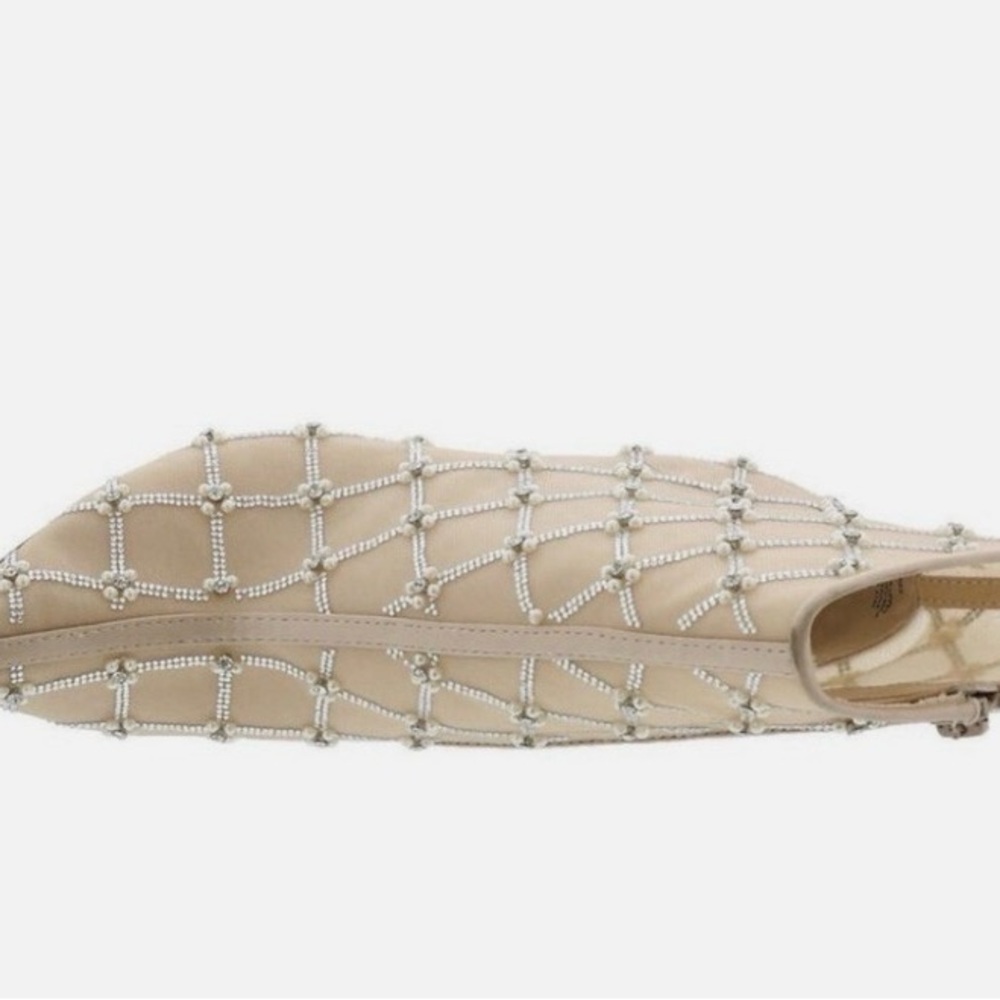 Betsey Johnson Beige Crystal-Embellished Pointed Ankle Bootie - Picture 3 of 10